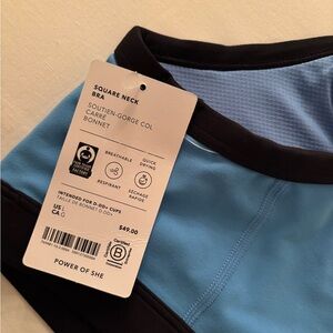 Athleta Square Neck Bra in Light Blue and Black